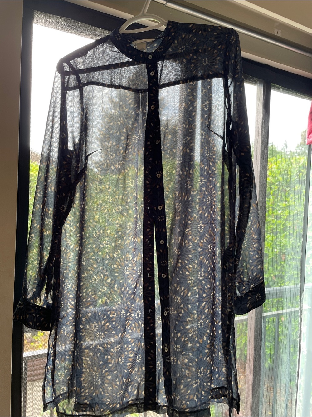 H&M Navy Floral-Pattern Button Front Tunic - Picture 2 of 2